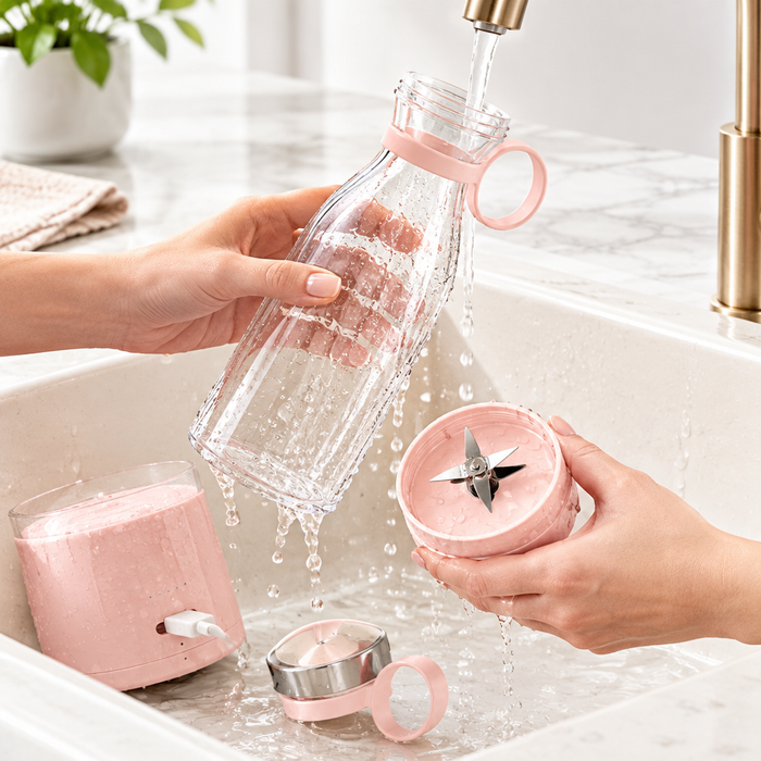Blender bottle being rinsed