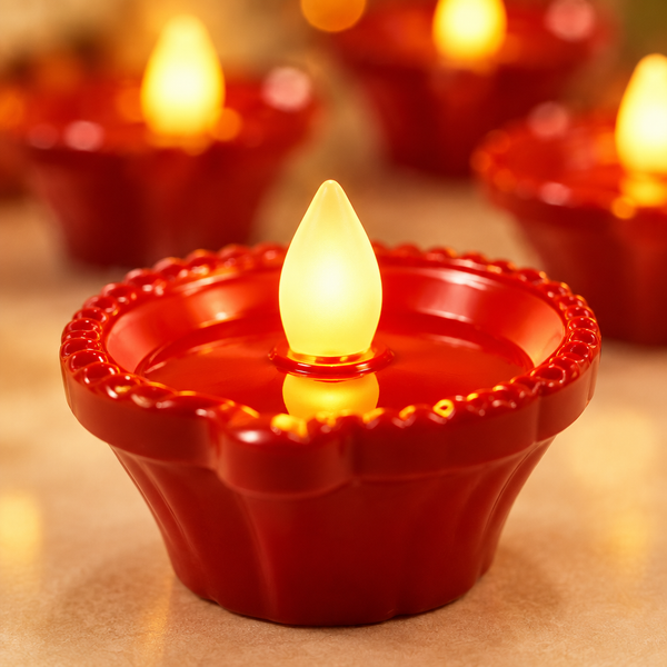 LED diya glow close-up