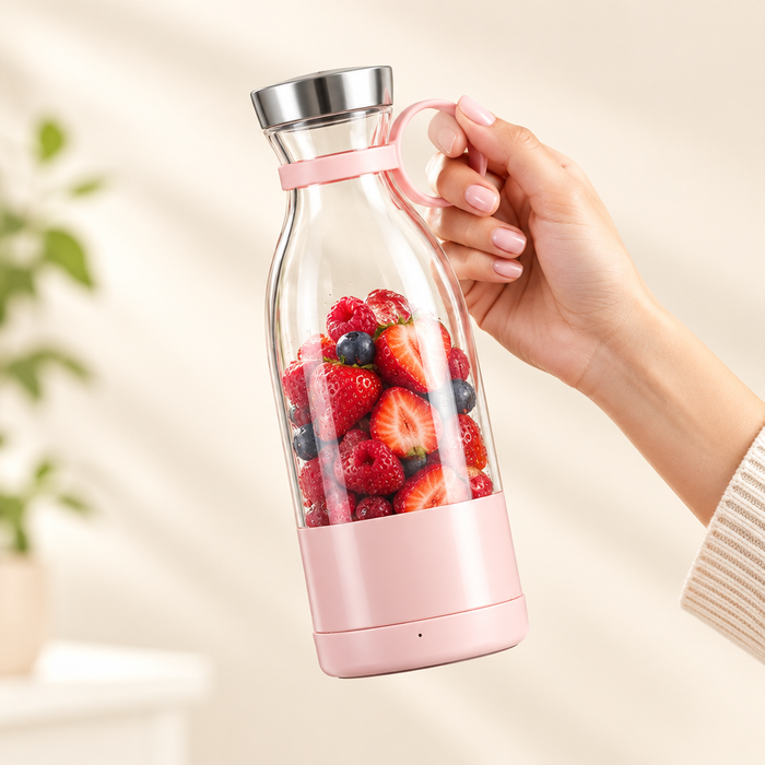 Pink blender being carried