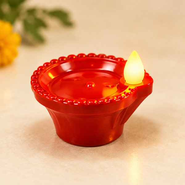 Traditional red LED diya